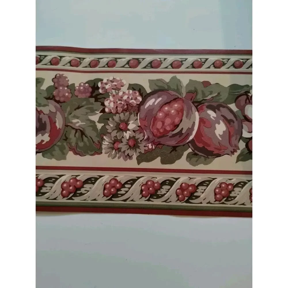 Rosedale Pre-pasted Decorative Wall Border - Fruit Pomegranate Grapes - 5 yds